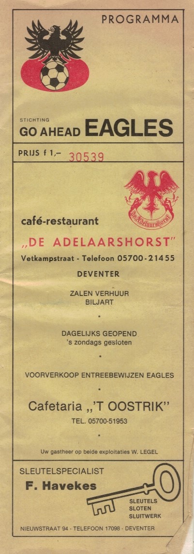 AZ Programma 15-apr-1981 GA Eagles uit Beker